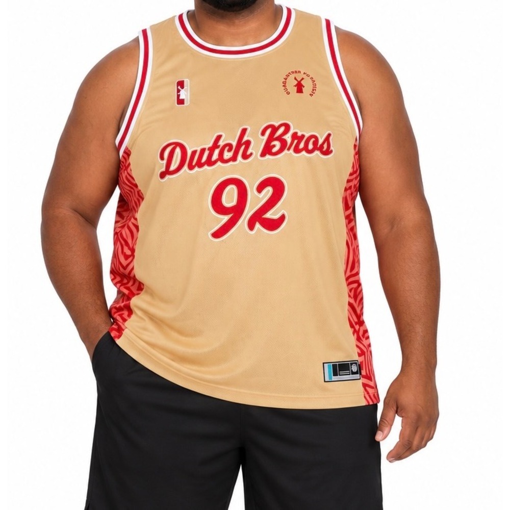 DUTCH BROS Coffee Men's Basketball  Embroidered 92 Jersey Limited Addition-XXXL
